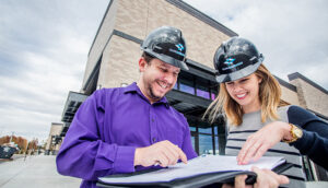 Employees with hard hats on