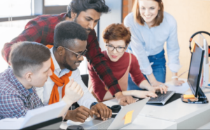 Group at desk