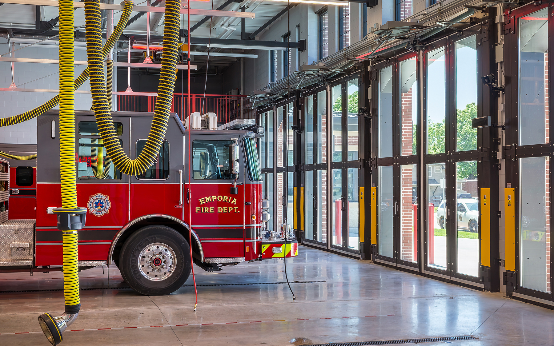 Emporia Fire Station fire truck entrance/exit.