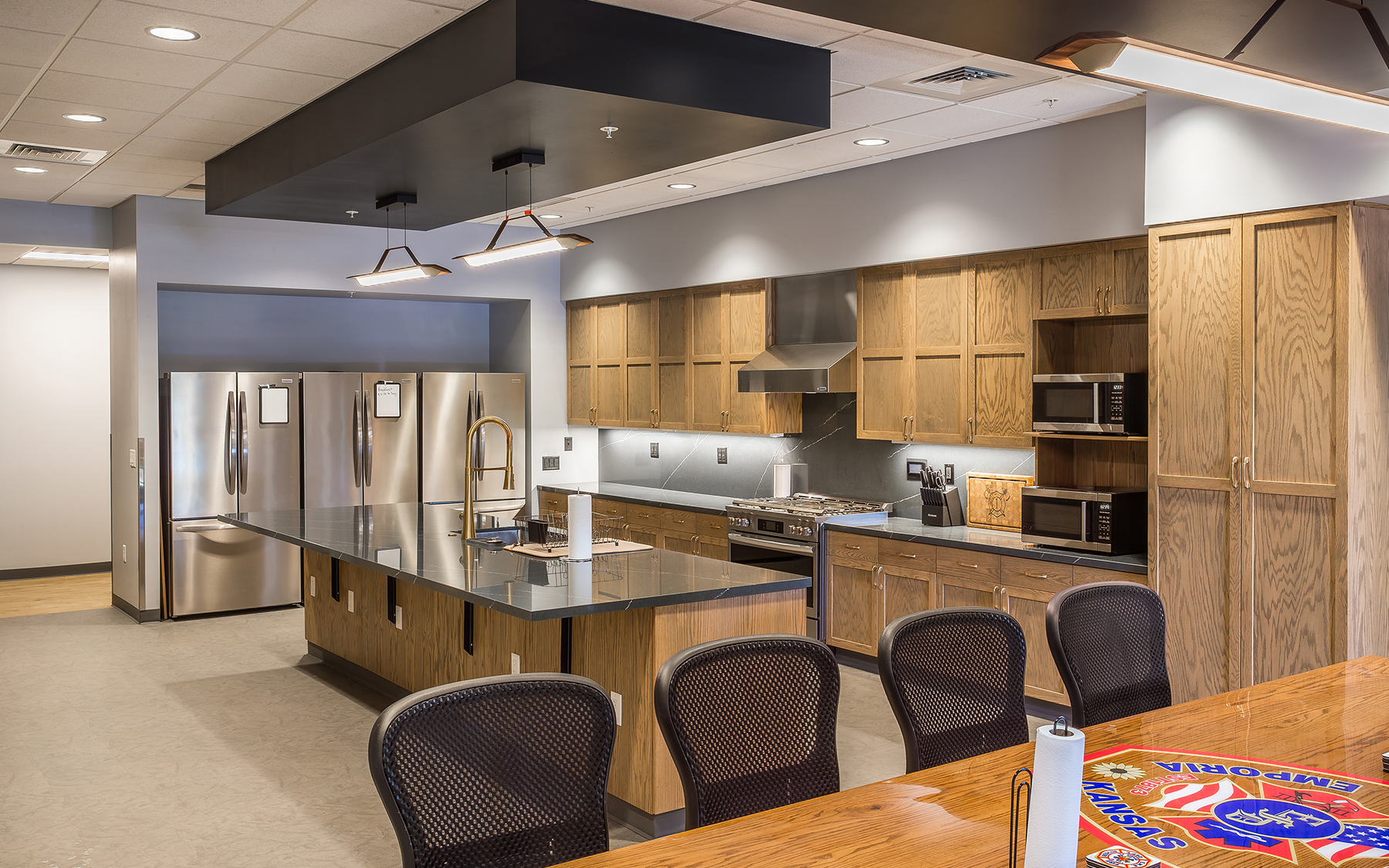 Emporia Fire Station kitchen and dining area.