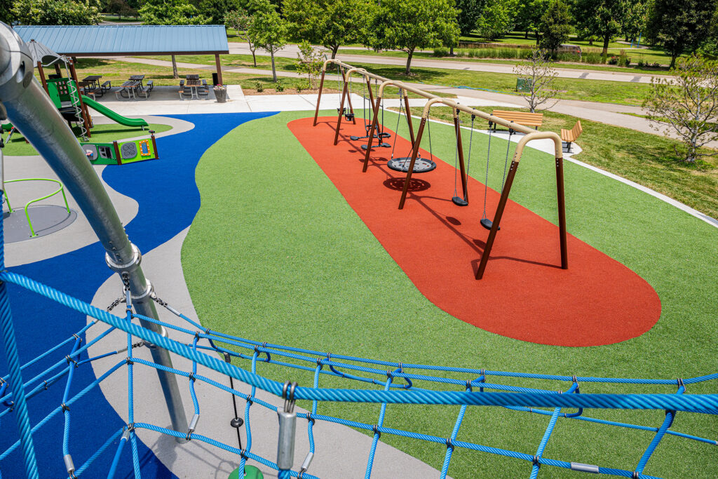 View of ADA accessible swing set