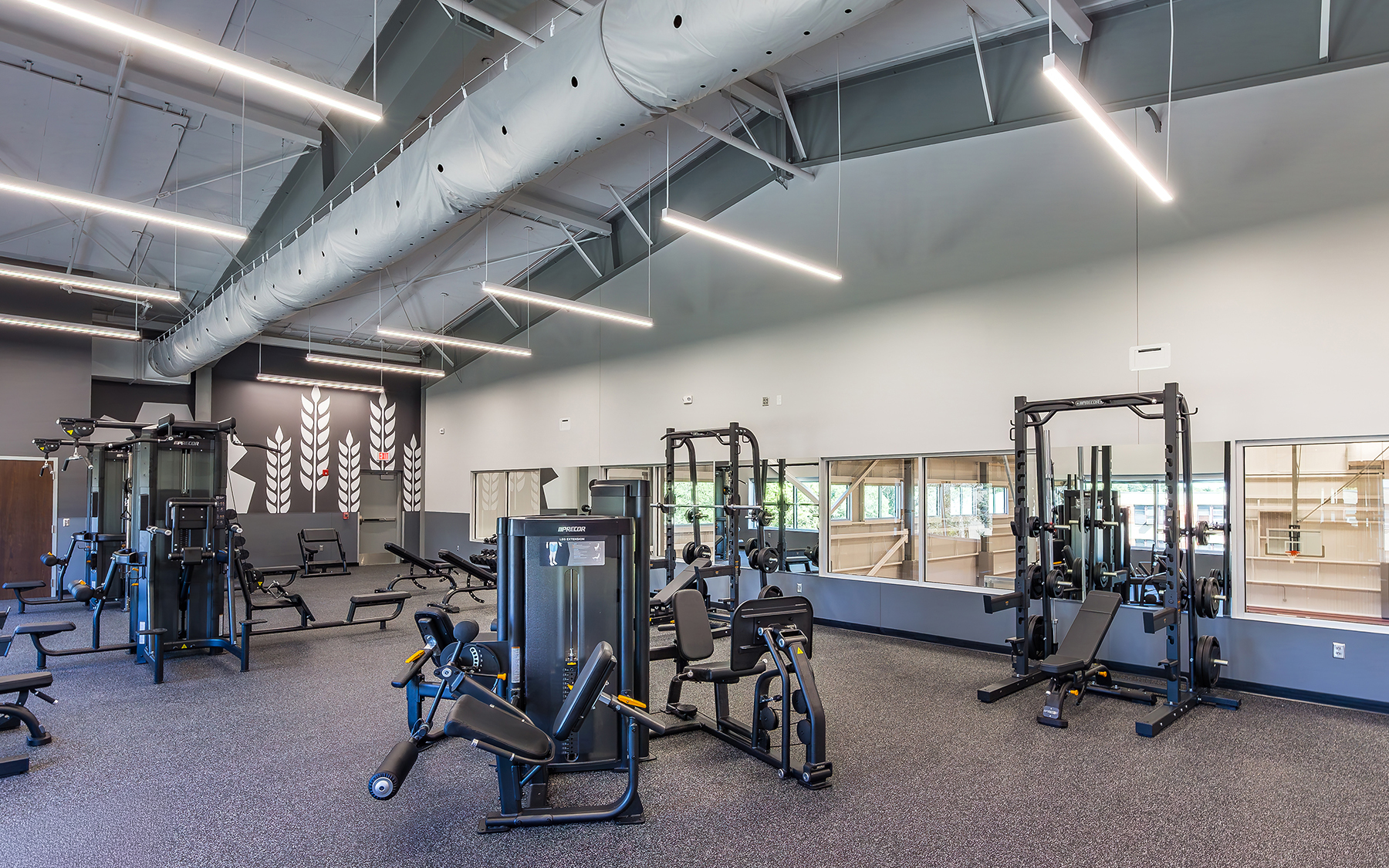 Bethel College Wellness Center weight room.