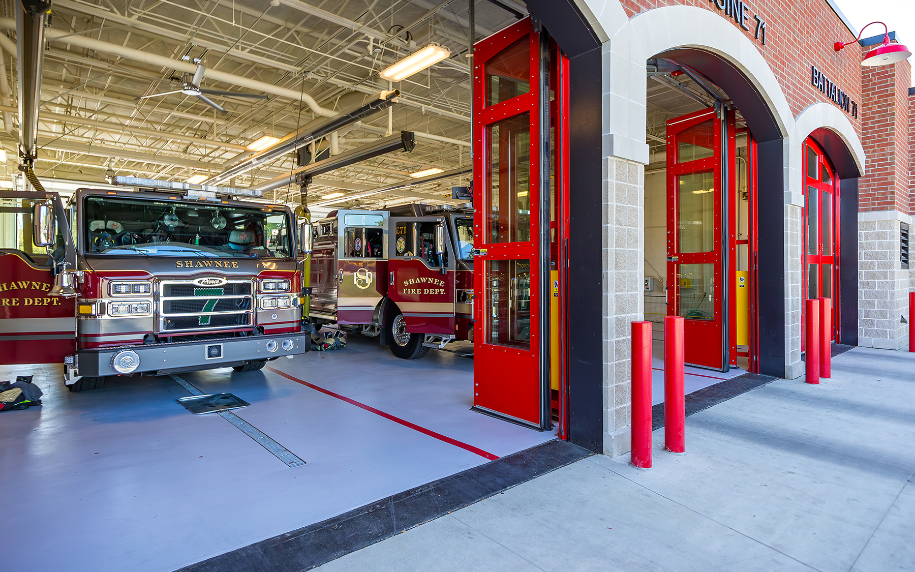 Shawnee Fire Station 71 open bay with truck