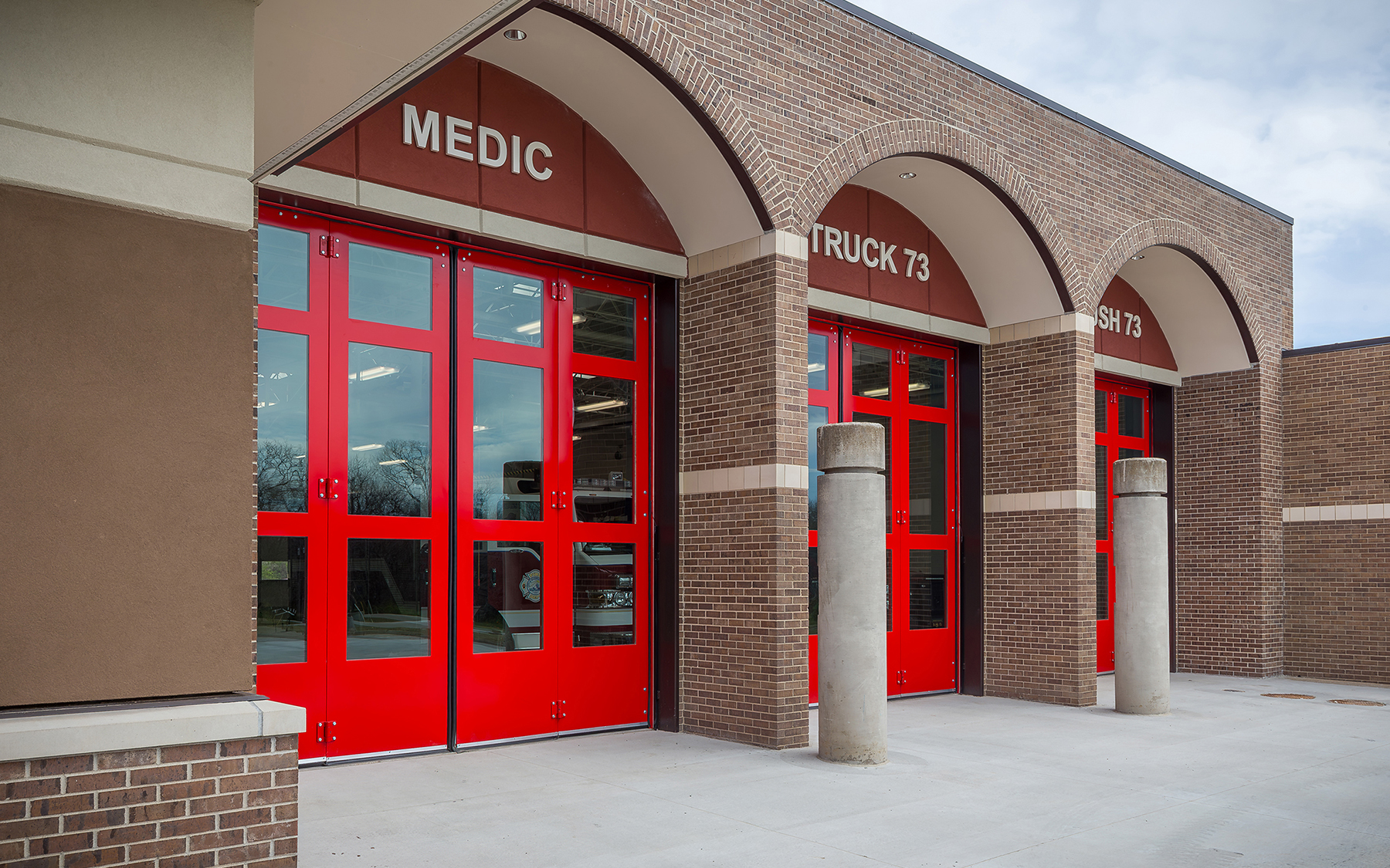 Shawnee Fire Station 73 truck bay red doors