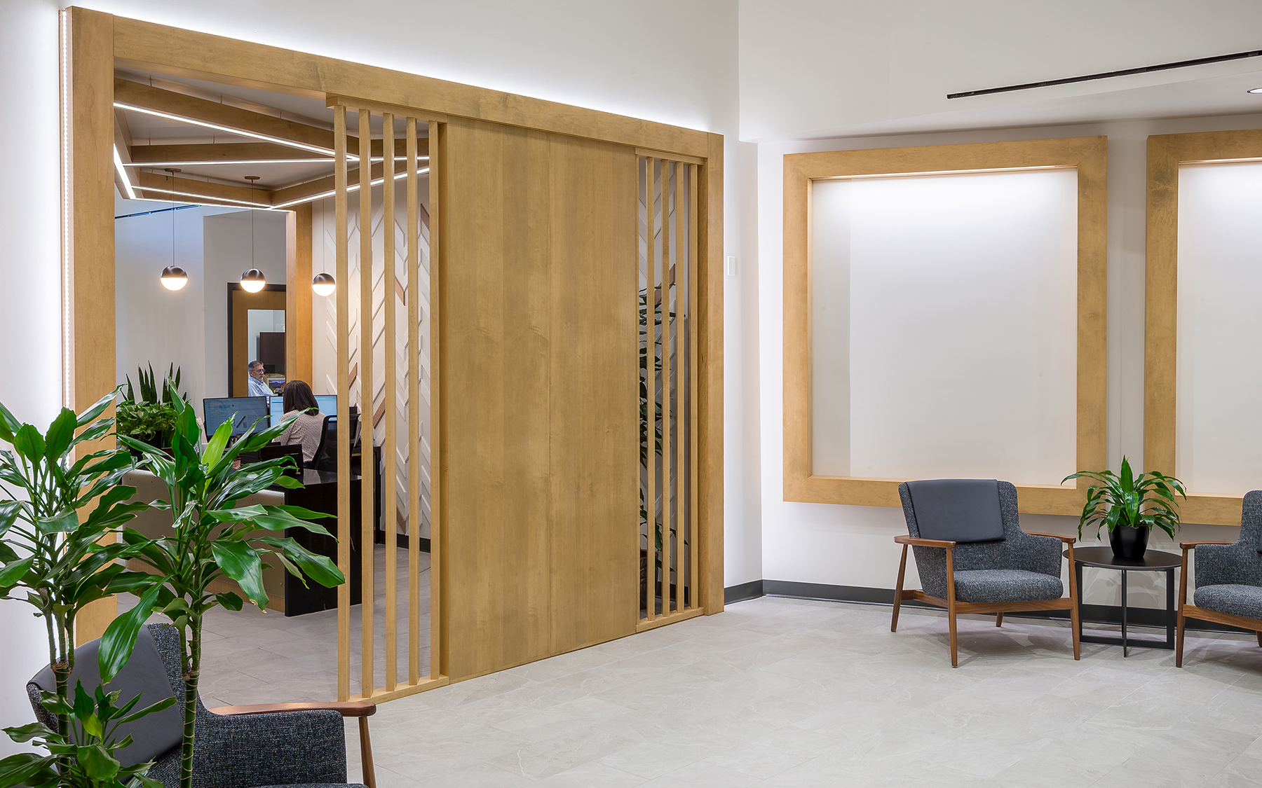 WSU Woodman Alumni Center lobby and waiting room.